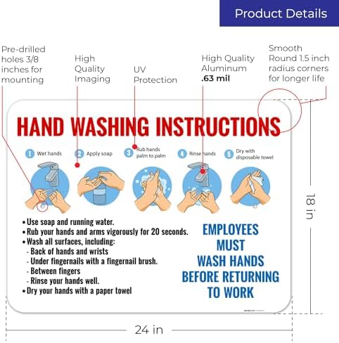Employees Wash Hands Before Returning to Work Sign, - Image 3