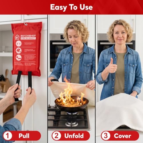 Emergency Fire Blanket for Home and Kitchen, 4 Pack, 40" x 40" Coverage - Image 2