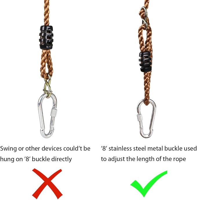 Set of 2 Tree Swing Nylon Ropes Indoor Outdoor Adjustable Hammock Swinging - Image 2