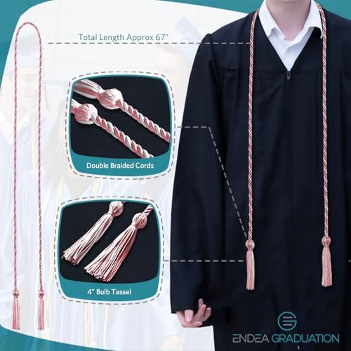 Endea Graduation Single Honor Cord Two-Color (Pink/White) - Image 3