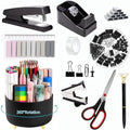 Office Supplies,Black Desk Accessories,Office Supplies Set,Desk Organizer,Stapler,Tape Dispenser,Scissors,Staple Remover,Binder Clips,Staples,Ballpoint Pen,Index Tabs with Ruler,Clear Tape.10pcs by suniya