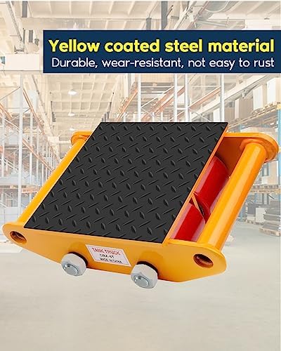 FAHKNS Machinery Moving Skate 6T Heavy Duty Machine Skates with Non-Slip Cap, 4 PU Rollers for Heavy Duty Industrial Moving Equipment - Image 6