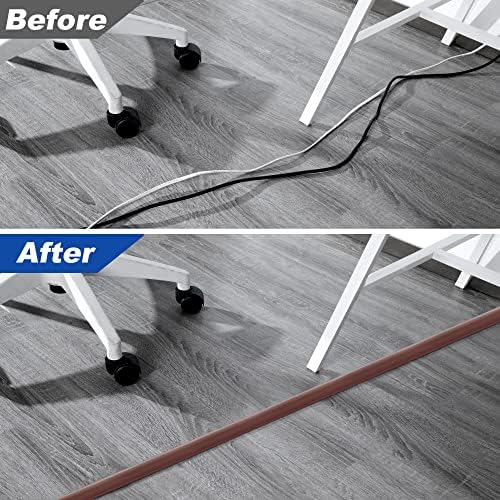 Brown 8FT Low Profile Wire Cover - Extension Cord Cover, Floor Cable Management - Cord Cavity: 0.47" (W) x 0.24" (H) - Image 6