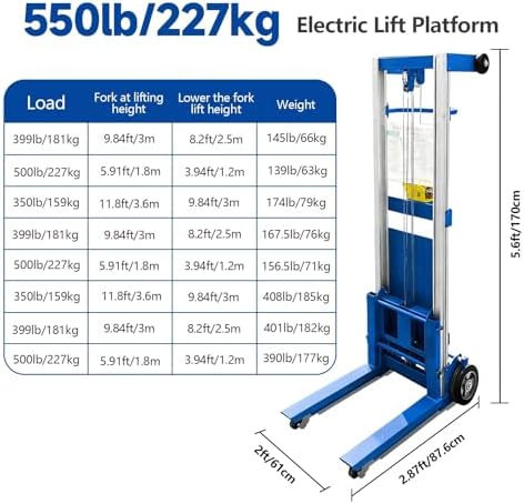Manual Winch Lift Stacker, Portable Material Handling Platform, Adjustable Cargo Trolley for Warehouse Factory Logistics Loading - Image 6