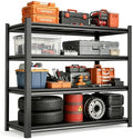 46''W Garage Shelving Heavy Duty Metal Storage Shelves Series, Large Industrial 4tier Shelving Unit for Basement, Business, Factories, Commercial, Warehouse and Workshop (54''Hx46''Wx16''D, Black) by Ergonova