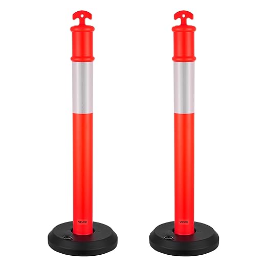 VEVOR 2 Pack Traffic Delineator Posts, 48 inches Traffic Safety Cones by VEVOR