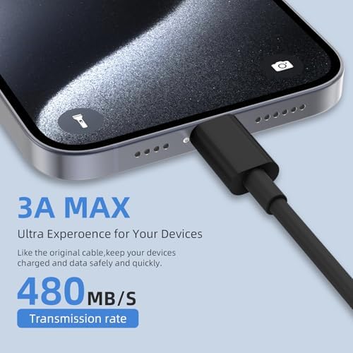 LDHTY CarPlay Charging Cable, USB A to USB C Cable, 2-Pack 6FT, Black - Image 5