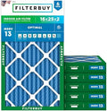Filterbuy 16x25x2 Air Filter MERV 13 Smoke & Allergy Defense (6-Pack) by Filterbuy