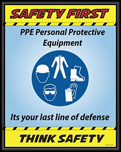 Lean Manufacturing Posters PPE - Personal Protective Equipment Poster, 11" X 14 Framed, Made in the USA by Lean+Manufacturing+Posters