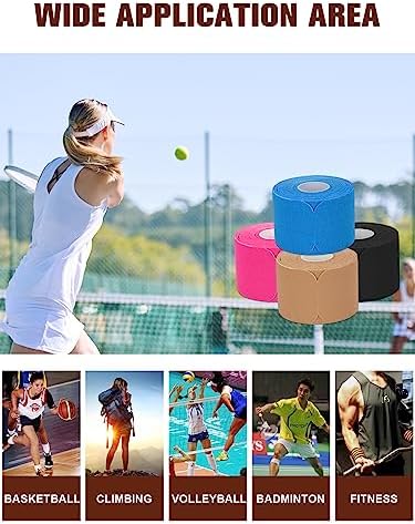 Kinesiology Tape Precut, Lychee Elastic Cotton Athletic Tape for Joint Support and Muscle Pain Relief Waterproof Breathable (Beige,4 Rolls) - Image 6