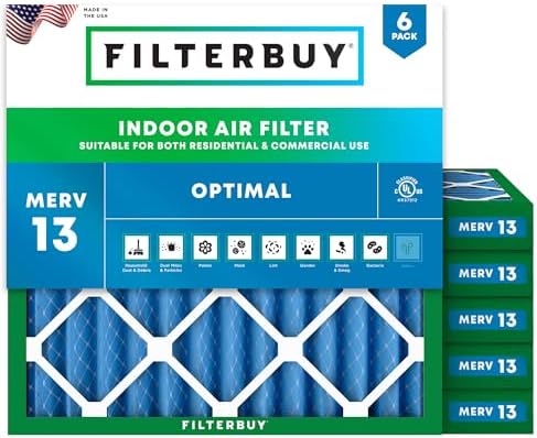 Filterbuy 18x18x2 Air Filter MERV 13 Smoke & Allergy Defense (6-Pack) by Filterbuy