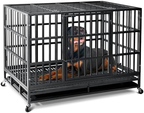 Oranland 48 Inch Heavy Duty Dog Crate,Upgraded Reinforced Baseplate by ProfessionalCageManufacturer