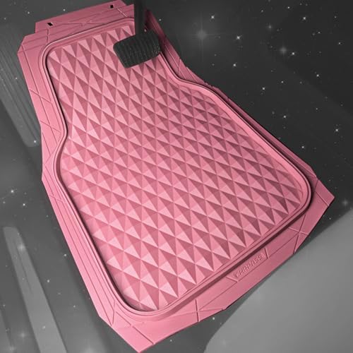 CAR PASS Heavy Duty Rubber Pink Car Floor Mats & Cargo Liners, Deep Dish All-Weather Trunk Mats Durable Anti-Slip 3D Rhombus Waterproof Trim to Fit Liner Universal Fit Auto,Sedan,SUV,Truck, Pink - Image 2