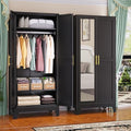 GAIOUS Metal Wardrobe Cabinet with Mirror and Hanging Rod, 71" Black by GAIOUS