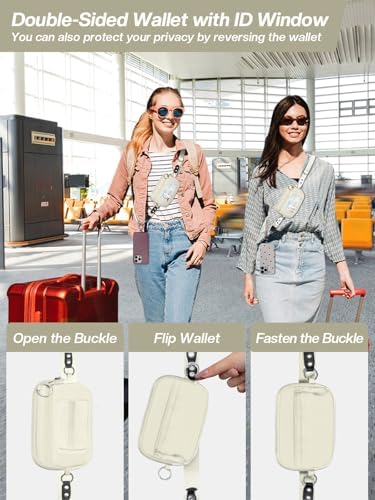 Tiostep Clip and Go Strap for Phone with Wallet Crossbody Phone Lanyard Adjustable and Detachable RFID Wristlet Wallet (Beige, Medium) - Image 3