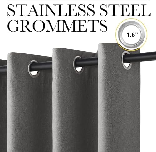 NICETOWN 100% Blackout Room Divider Curtain for Bedroom 96" L, Graphite - Image 2