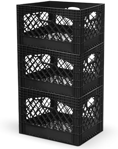 Juggernaut 6 Pack 24 Quart Storage Crate, Milk Crate Plastic Basket - Image 2