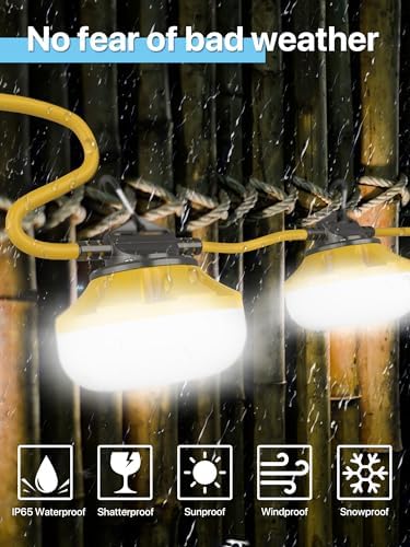 HYPERLITE Construction String Lights: 50FT 5 Bulbs Work Lights with Climbing Hooks - IP65 Waterproof Linkable LED Industrial Temporary Lighting for Construction Sites Attic Crawlspace Renovation - Image 6
