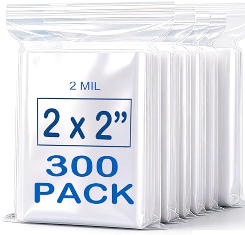 2''X 2'' (Pack of 300) 2 Mil Thick Clear Reclosable Small Zip Plastic Poly Bags With Resealable Lock Seal Zipper for Photo, Jewelry, Bakery, Treats, Travel, Storage, Packaging & Shipping by HighQualityLeatherNeedlesBentNeedlesAndZipperPlasticBags