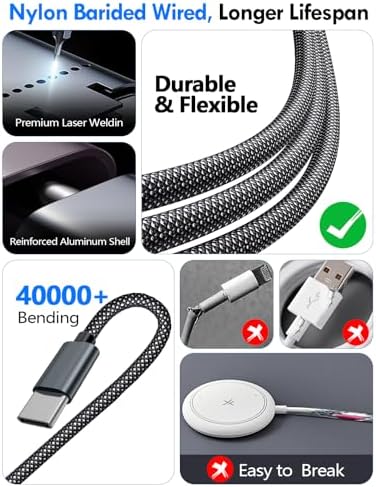 2Pack Travel Essentials for Apple Watch Charger,3-in-2 Multi Charging Cable - Image 5
