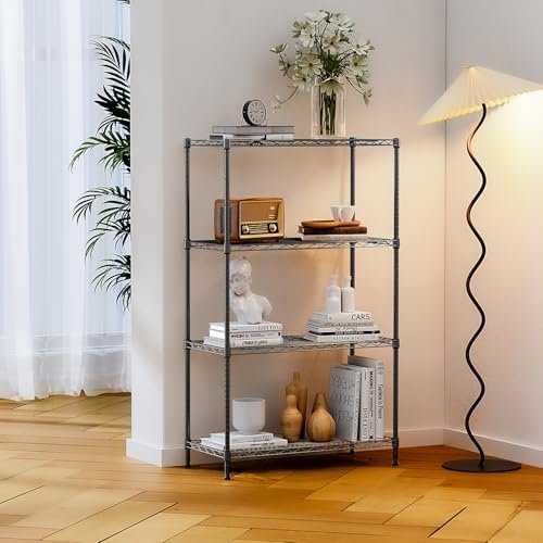 IZEUK 4-Tier Heavy Duty Steel Storage Shelves, Metal Shelf Wire Shelving Rack for Pantry, Kitchen, Garage, or Office Organization (29.5" W x 13.7" D x 47.2" H, 1000LBS, Black) - Image 6