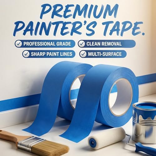 Painters Tape 2 Inch Wide（ 1.89 in. x 55 Yds）, 6 Rolls - Blue Masking Tape for Wall Painting, DIY, Multi-Surface Use, Easy Removal, No Residue, Strong Adhesion - Image 2