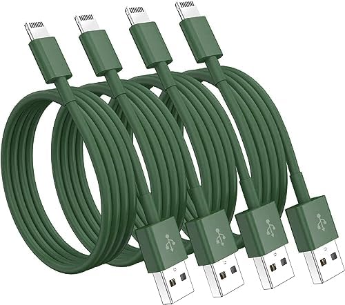 Susnwere 4 Pack Apple MFi Certified Lightning Cable 1ft, Fast iPhone Charging Cord for iPhone 14/14Pro/13/13Pro/12/11/11Pro/11Max/X/XS/XR/XS Max/8, iPad (Green) by Susnwere