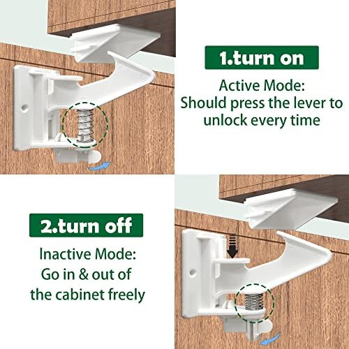 Vmaisi 10 Pack Cabinet Locks Baby Proofing Latches - 3.5 Inches Longer - Image 4