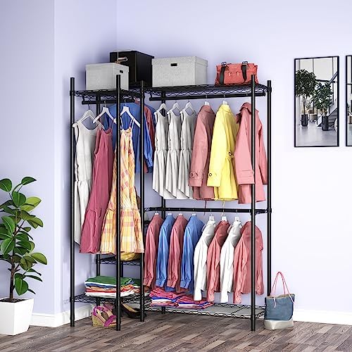Garment Rack Heavy Duty Clothes Rack for Hanging Clothes,Metal Garment Rack,Freestanding Clothing Rack,Adjustable Custom Closet Rack,54" L x 13.8" W x 75.8" H, Max Load 750LBS,Black - Image 3