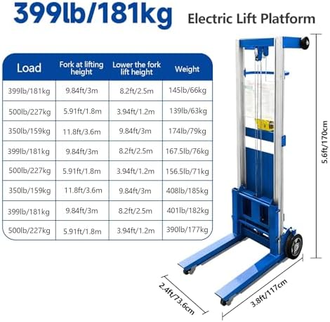 Manual Winch Lift Stacker, Portable Material Handling Platform, Adjustable Cargo Trolley for Warehouse Factory Logistics Loading - Image 6