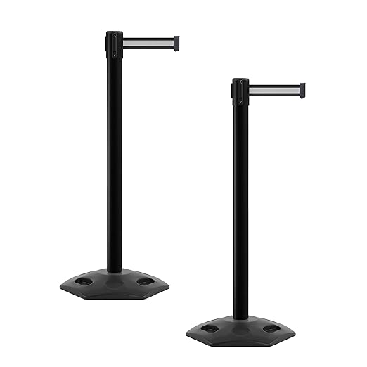 CCW Series WBB-200 Set of 2 Outdoor Safety Rubber Base Stanchion Retractable by Crowd+Control+Warehouse