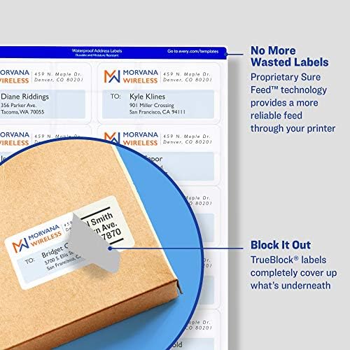 Avery TrueBlock Shipping Labels, Sure Feed, Permanent, 3-1/3" x 4", White, 120 Labels Total (32134) (Pack of 10) - Image 3
