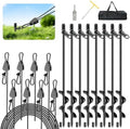 Tinnmao 8-Pack 17.7" Tent Stakes Heavy Duty, with 8" Ratchet Tie Down Straps (1/8" φ) Kit for High Wind, 8mm Solid Steel Spiral Ground Anchors Screw in for Tarp | Canopy | Sand Beach Camping Tent by TINNMAO
