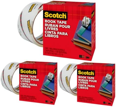 Scotch Book Tape, 2 in x 540 in, Excellent for Repairing, Reinforcing Protecting, and Covering (845) - (3 Pack) by ScotchBrand