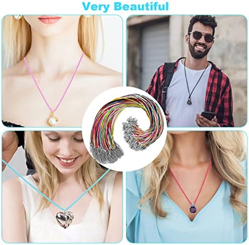 100Pcs Leather Necklace Cord with Clasps, Rope Necklace String, 25Color Necklace Cords for Pendants, 19.7" Premium Necklace Chains for Jewelry Making Supplies, 1.5mm Waxed Necklace Bracelet Cord DHOOZ - Image 7