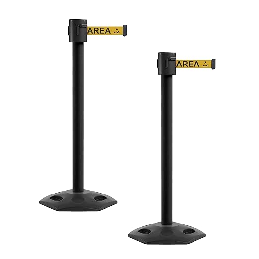 Montour Line MSR760 Set of 2 Retractable Belt Barrier Stanchion, Rubber Base by Montour+Line