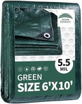 RAINDEWAY Green Tarp 6x10 Feet,5.5Mil Multipurpose Waterproof Tarps Cover by RAINDEWAY