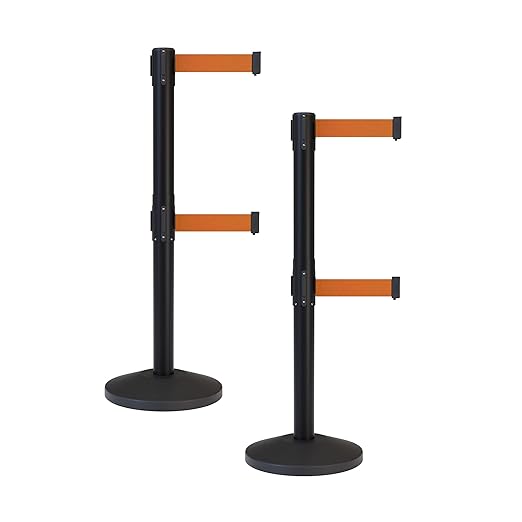 Crowd Control Warehouse CCW Series RBB-100D Set of 2 Stanchion Retractable Belt by Crowd+Control+Warehouse