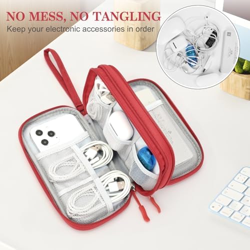 FYY Electronic Organizer, Travel Tech Pouch Bag, Cable Organizer Red - Image 5