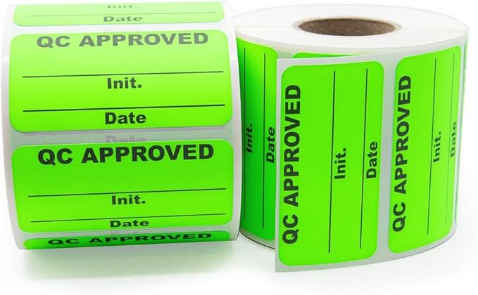 QC Approved Quality Control Labels, Bright Green, 500 Labels per Roll, - Image 6