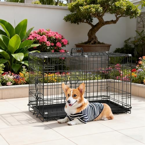 FDW | 30" Foldable Metal Dog Crate | Dark Black | Cage for Medium Dogs - Image 2