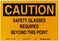 Brady 84991 10" Width x 7" Height B-302 Polyester, Black on Yellow Eye Protection Sign, Header "Caution", Legend "Safety Glasses Required Beyond This Point" by BradyCorp