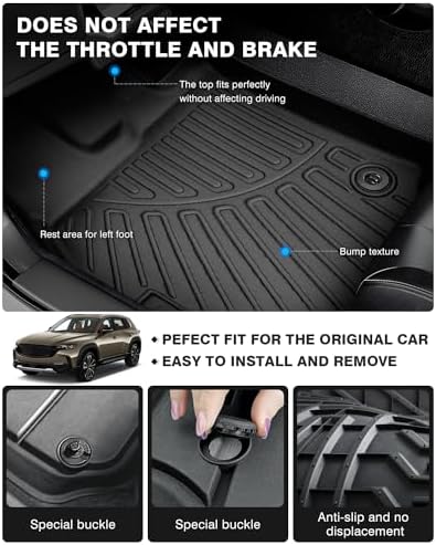 Powerty Floor Mats for 2023 2024 2025 2026 Mazda CX50 CX-50 All Weather 3D TPE Anti-Slip Car Liners for 1st & 2nd Row Accessories - Image 4