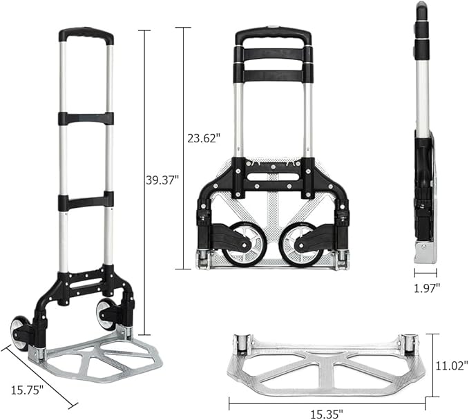 Folding Hand Truck Dolly, Aluminum Portable Foldable Dolly Cart, 200 lbs - Image 8