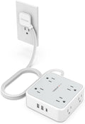 TESSAN Surge Protector Power Strip, 5 Ft Flat Plug Extension Cord by TESSAN