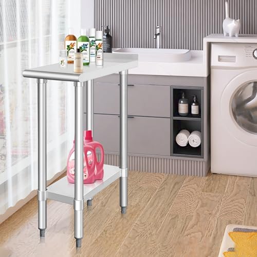 HARDURA Stainless Steel Commercial Work Table 24×12 Inches 2" Backsplash - Image 7