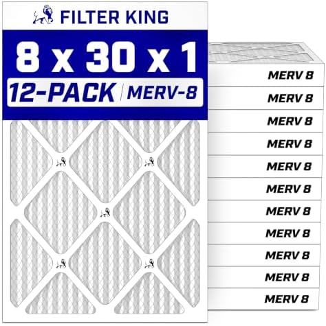 Filter King 8x30x1 Air Filter MERV 8, AC Furnace Filters (12-Pack) by FilterKing