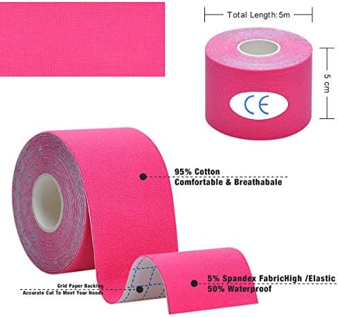 Kinesiology Tape Athletic Tape Sport Tape, Lychee Supports & Protects Muscles, Waterproof and Latex Free, Breathable Elastic for Sport Activity (5 Rolls,5 Colors) - Image 3