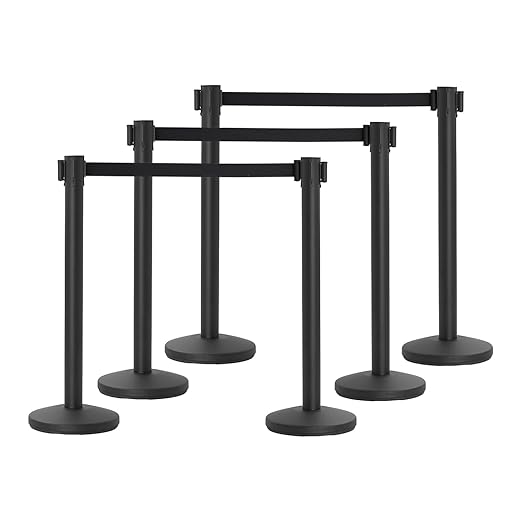 Stanchions with Retractable Belts, 6 Pieces Crowd Control Barrier, Stanchion by ZEKEYUN