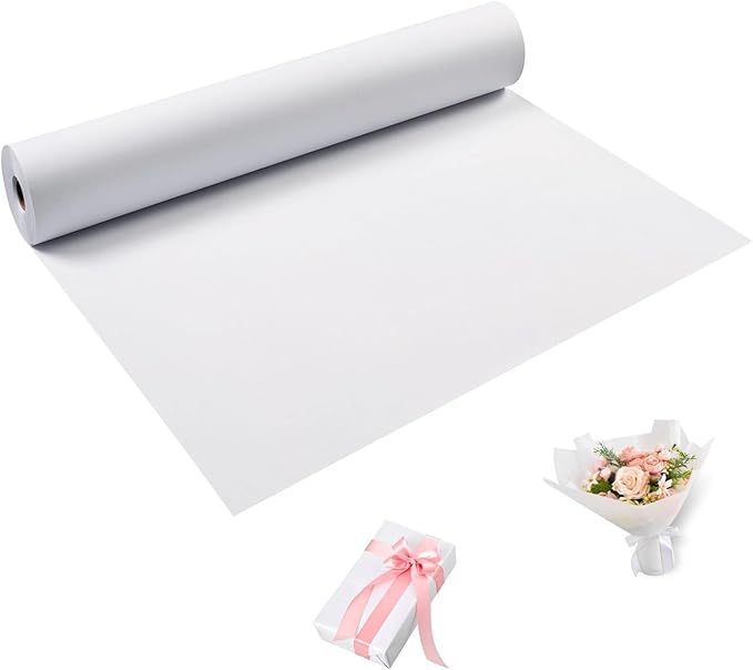White Wrapping Paper Roll 30"x 2400" Craft Paper Roll by PONGHEI